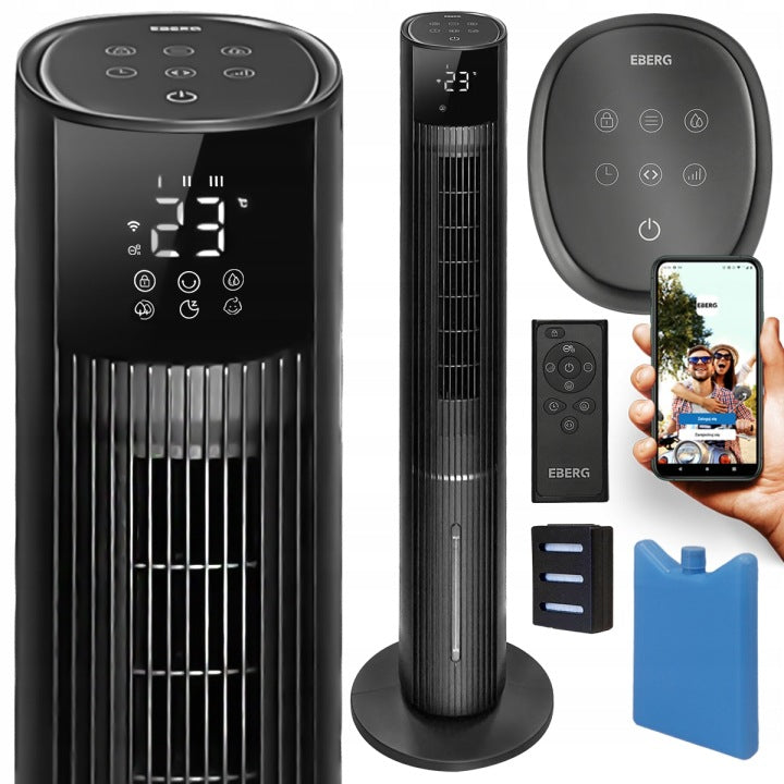 EBERG Klimator wodny klimatyzer 6w1 wentylator kolumnowy JONIZACJA WiFi + Aroma