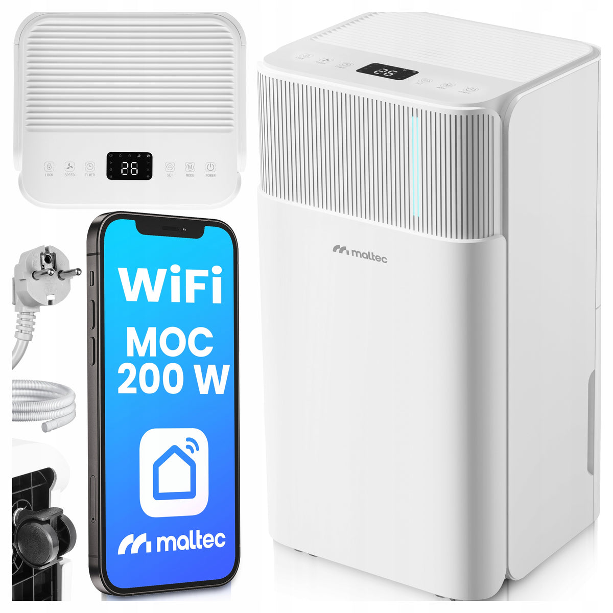 OSUSZACZ POWIETRZA POCHŁANIACZ WILGOCI CICHY WiFi TIMER HIGROSTAT 12L/24H