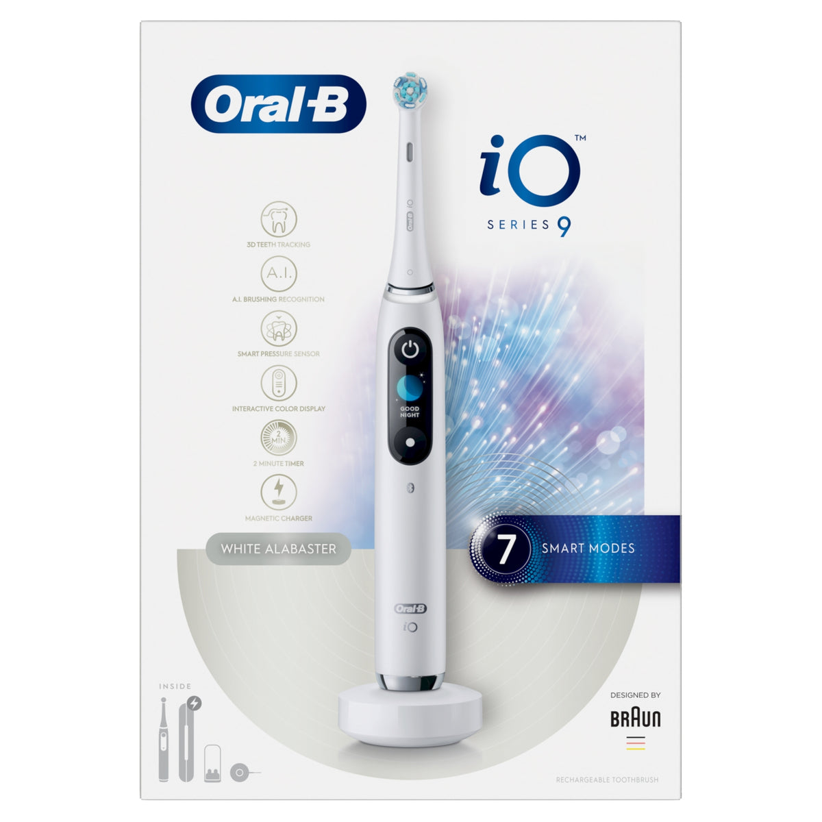 Oral-B iO 9 Series White Alabaster Szczoteczka magnetyczna z etui ładującym(Oral-B iO 9 Series White Alabaster Szczoteczka magnetyczna z etui ładującym)