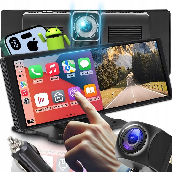 RETOO STACJA MULTIMEDIALNA SAMOCHODOWA RADIO CARPLAY ANDROID AUTO KAMERA COFANIA